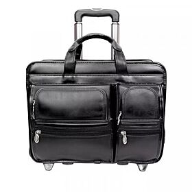 Leather Patented Detachable Wheeled Laptop Bag 17