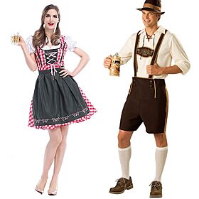 Man Women Oktoberfest Costume Dirndl Lederhosen Outfit Traditional Bavarian